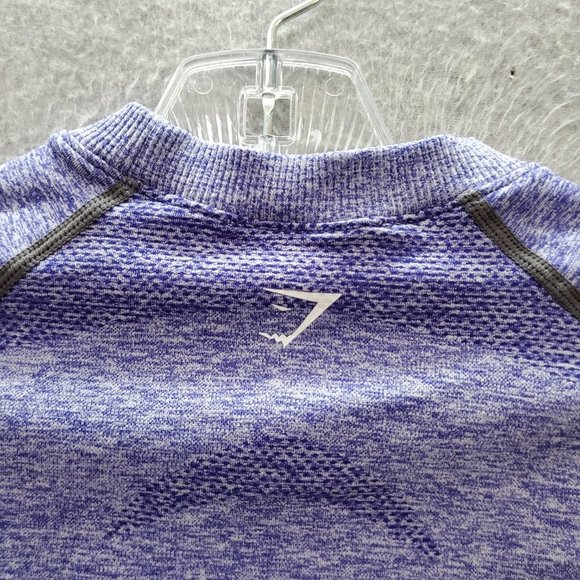 Gymshark Women Sweatshirt‎ Small Purple Ombre Cropped Logo Long Sleeve - Picture 9 of 10